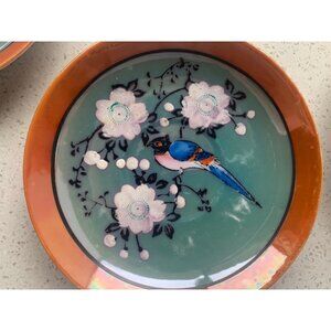 Antique c 1922-30s Hotta Yu Shoten Japan Hand Painted Saucers 5 w/ Birds Blossom